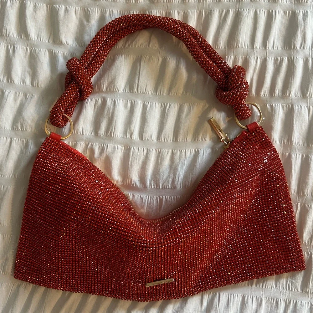 cult gaia Red Beaded Knotted Handle Shoulder Bag - Picture 1 of 2